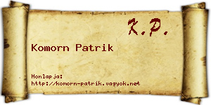 Komorn Patrik névjegykártya